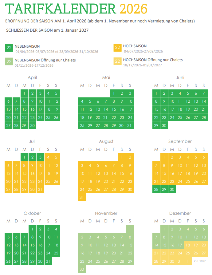 Calendrier des tarifs 2026_DE Calendrier des tarifs 2026_DE